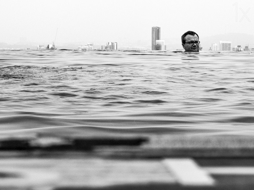 Head Above City Skyline