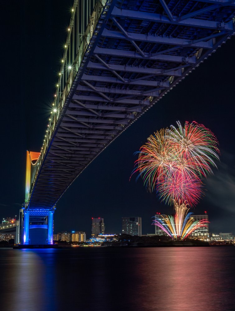 Vibrant Bridge Fireworks Night