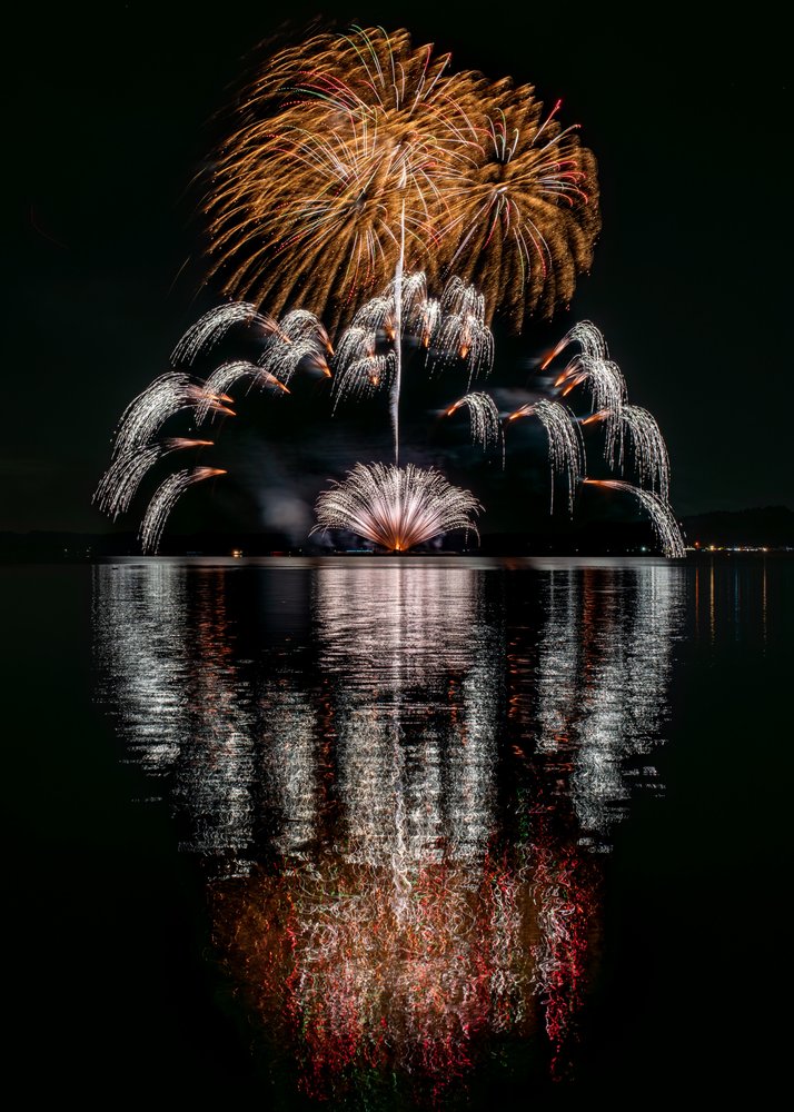 Golden Firework Reflection