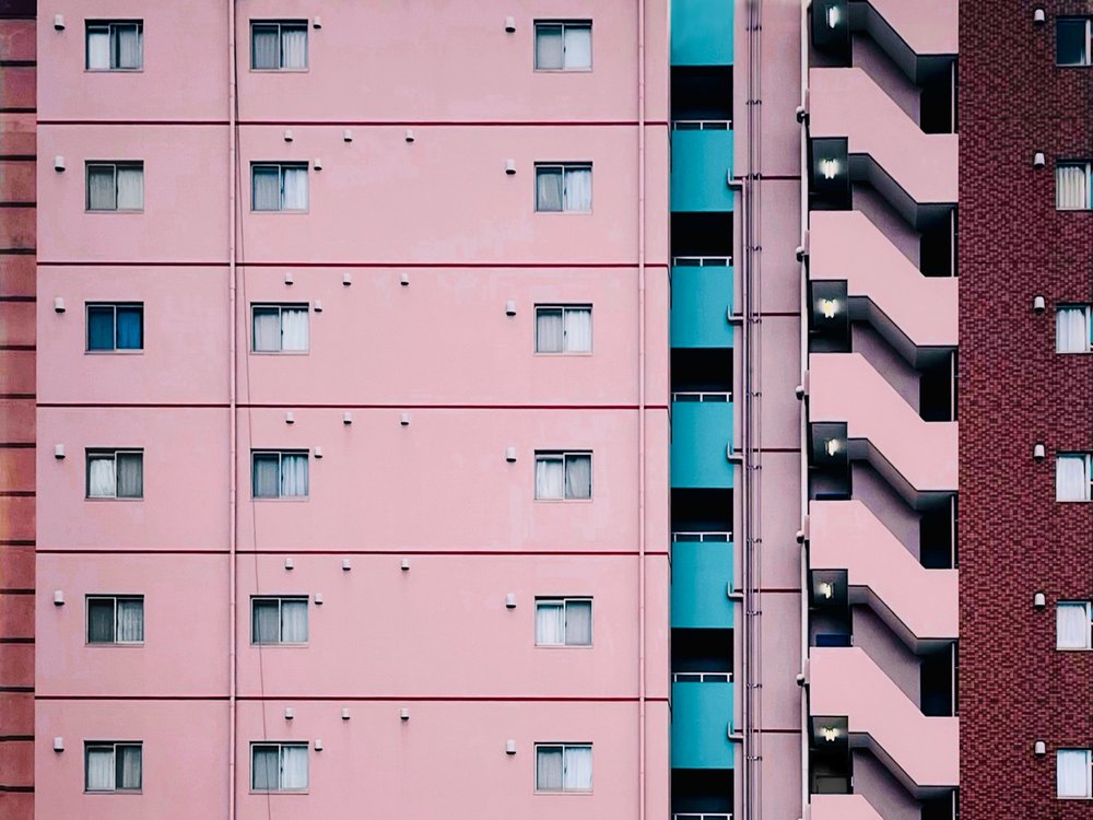 Pink Teal City Building