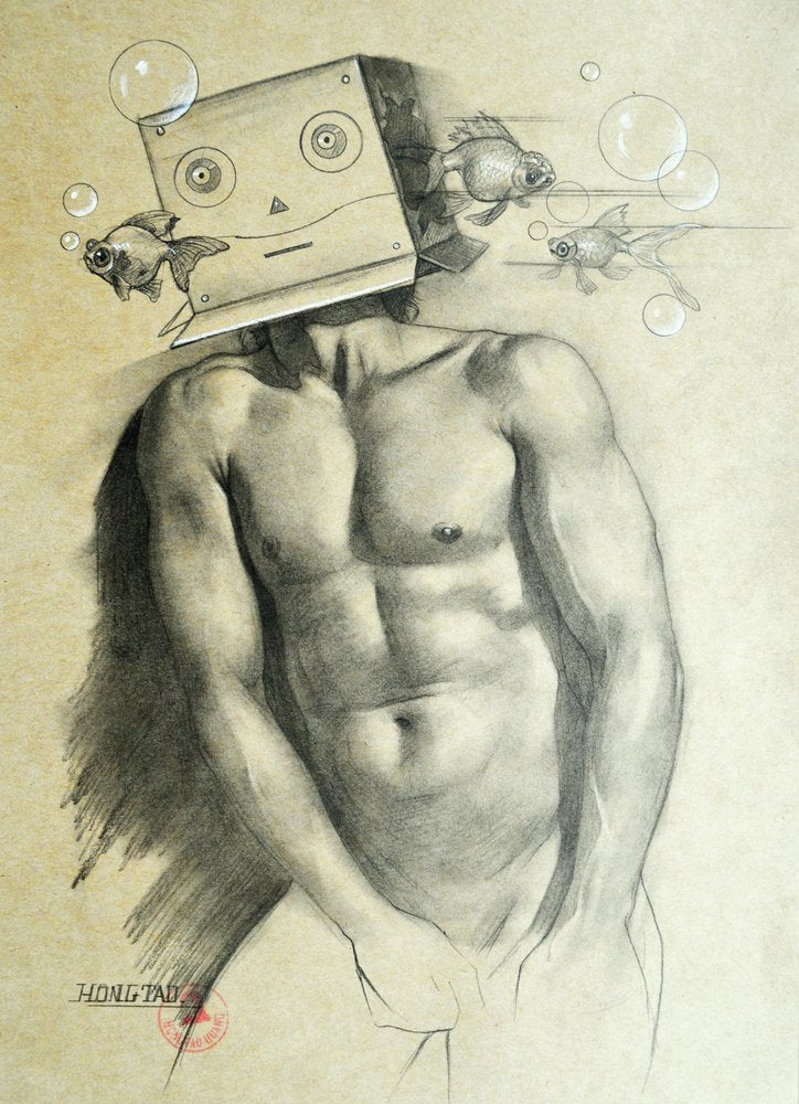 Surreal Box Head Man