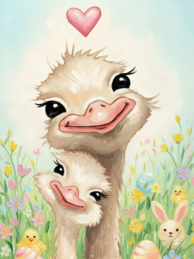 Loving Ostrich Family