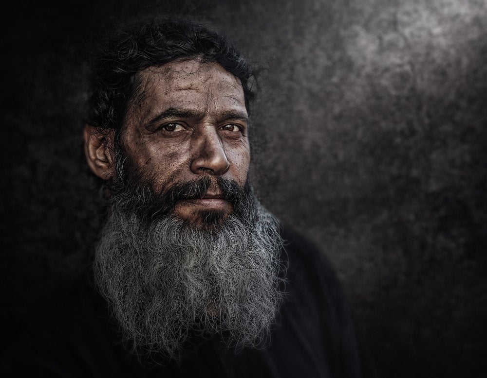 Pensive Bearded Man