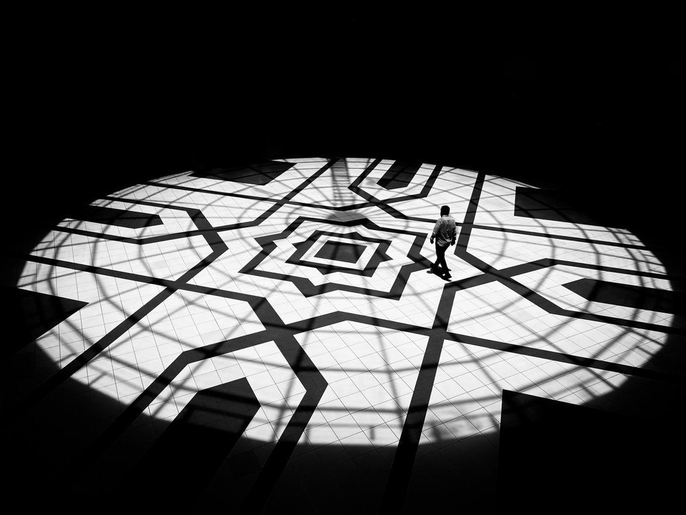 Lone Figure Geometric Light