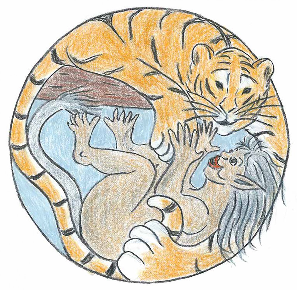 Whimsical Tiger And Imp