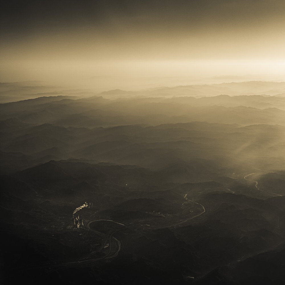 Golden Misty Mountain Landscape