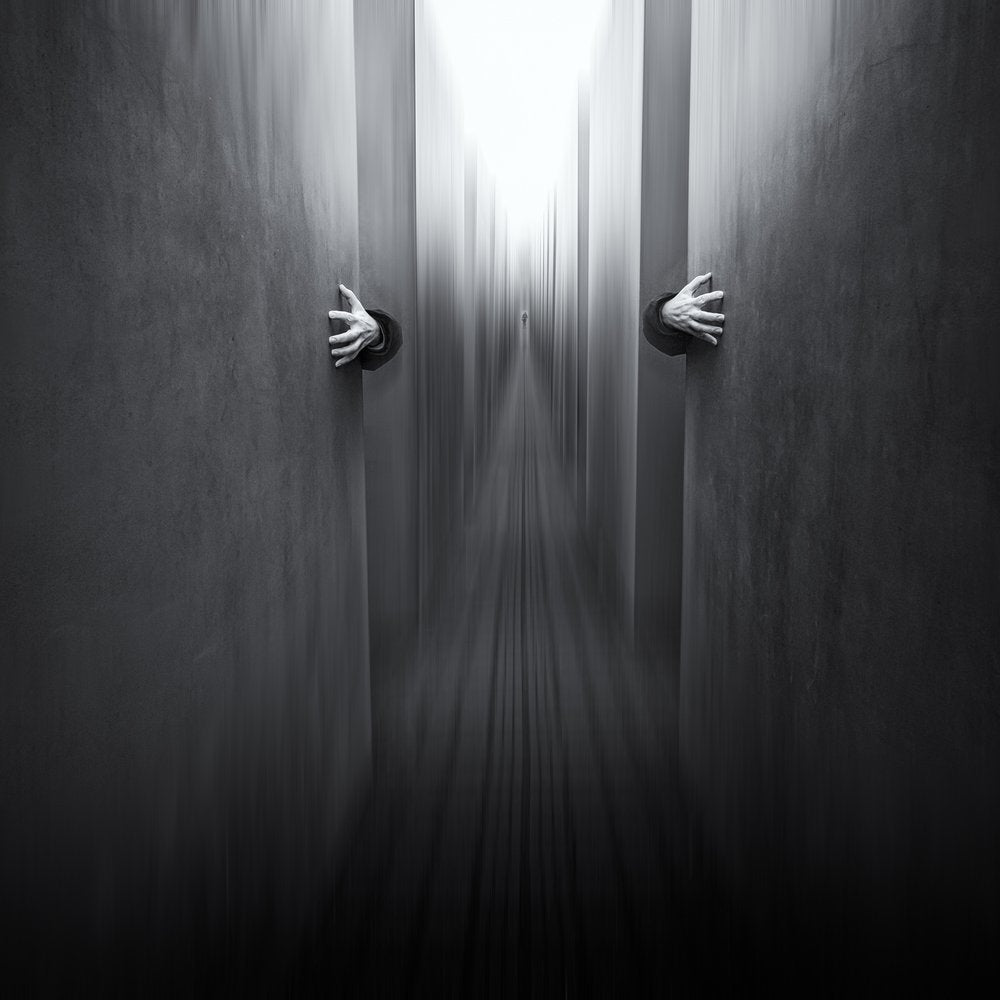 Hands Reaching Light Path