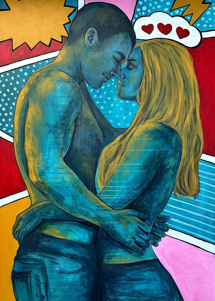 Romantic Pop Art Embrace