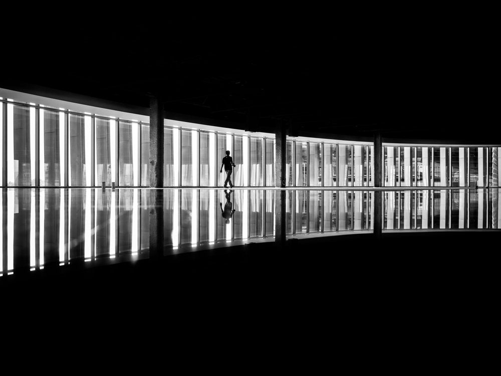 Man Walking Modern Reflection