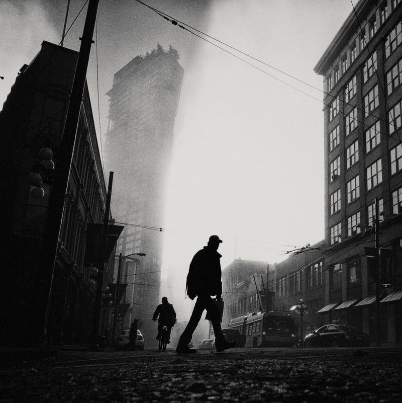 Urban Foggy Street Walker