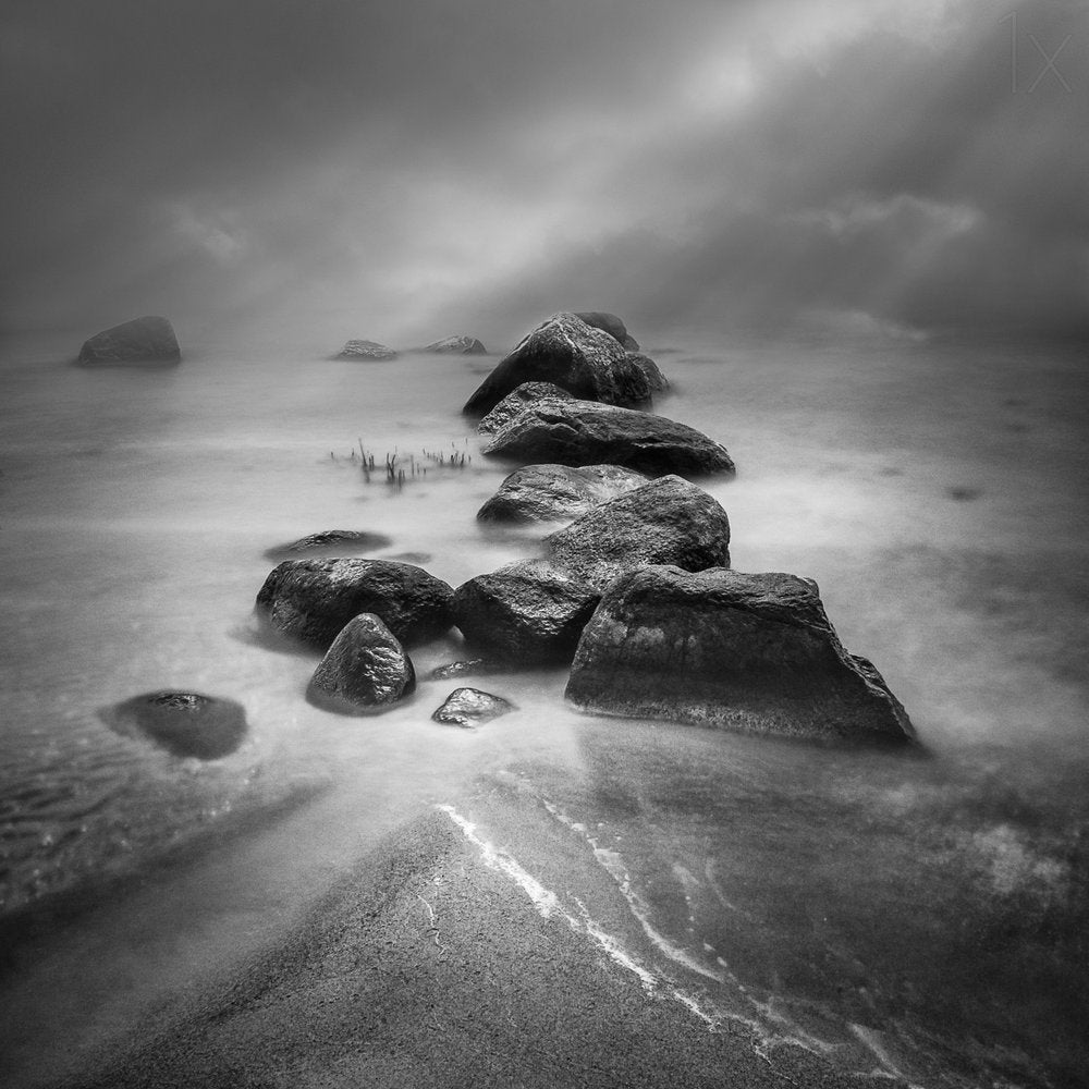 Misty Coastal Rocks