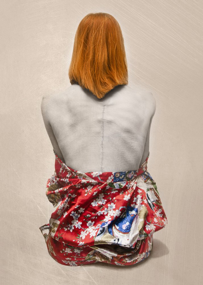 Red Hair Kimono Back