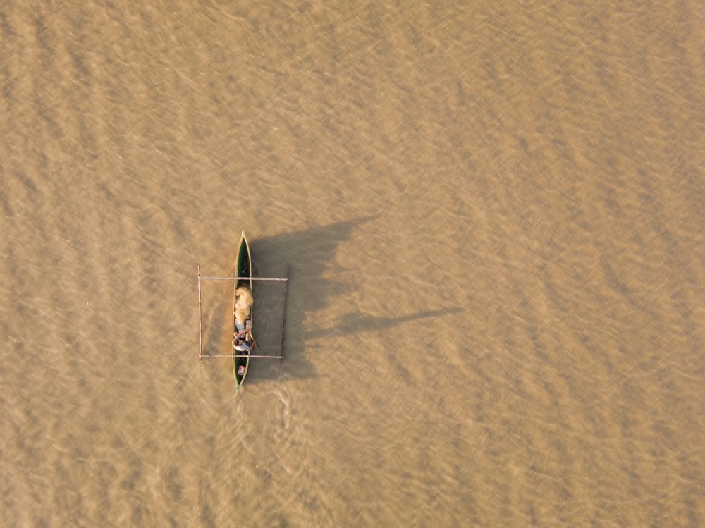 Aerial River Canoe