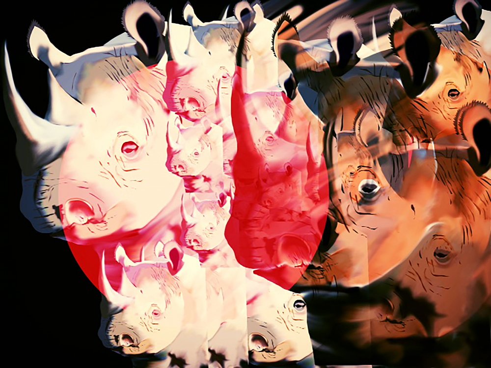 Layered Rhinos Abstract