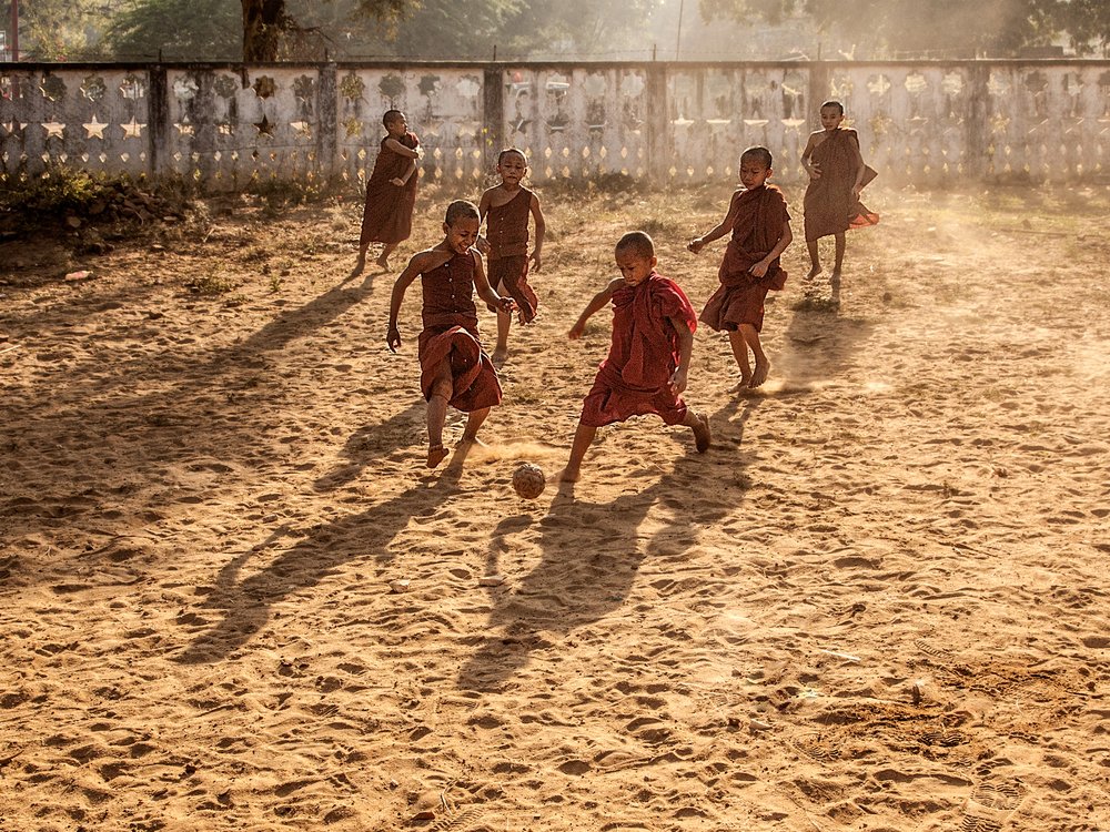 Young Monks Play Soccer