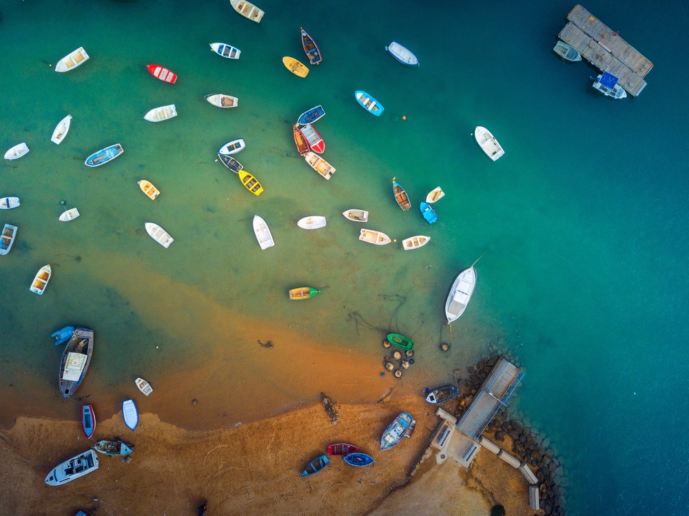 Colorful Boats In Bay
