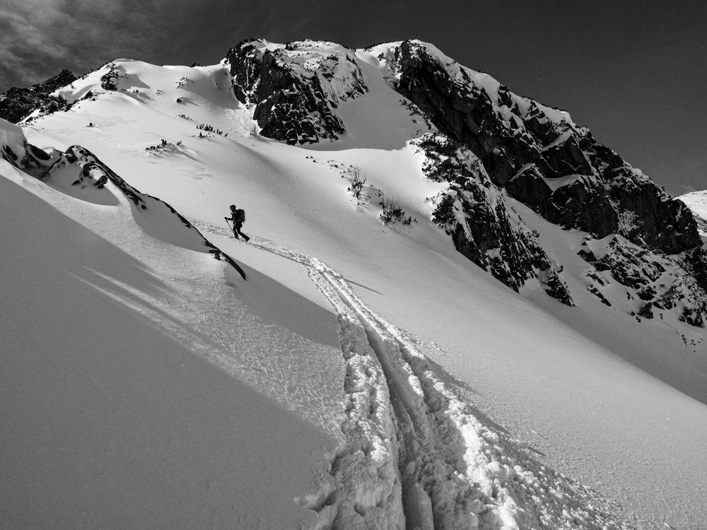 Solitary Skier Ascent