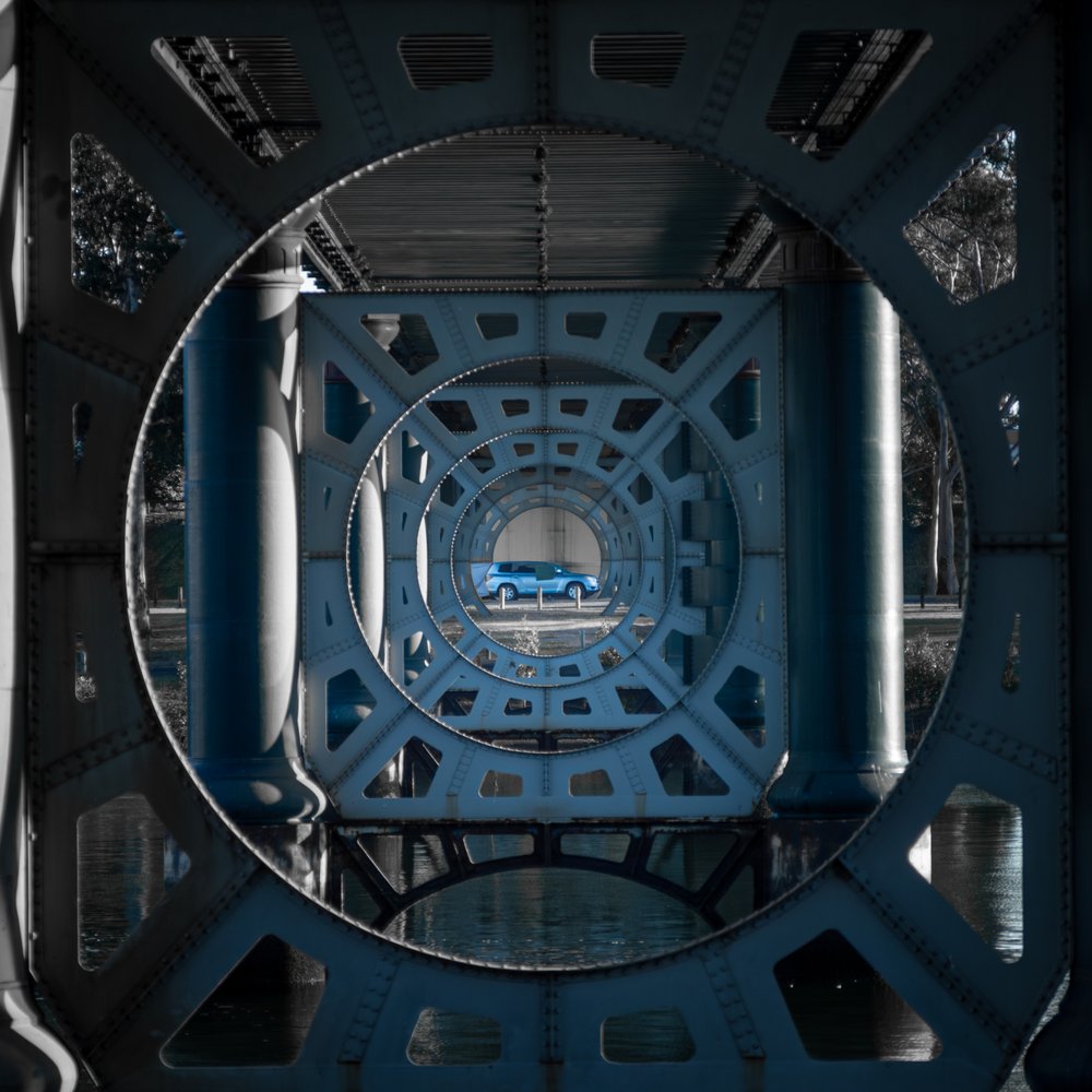 Blue Car Tunnel View