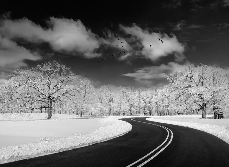Snowy Winding Road