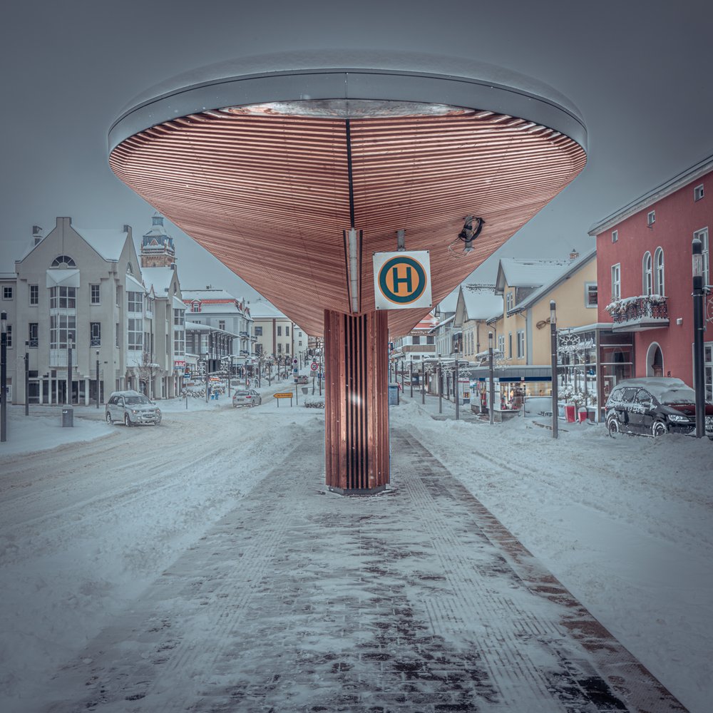 Quaint Winter Bus Stop