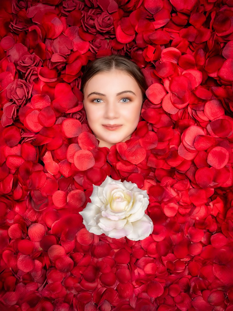 Woman In Red Petals