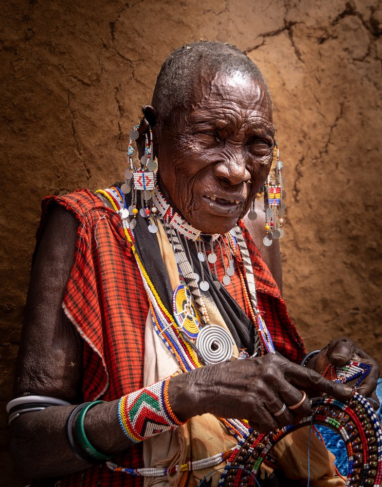 Maasai Woman Beading