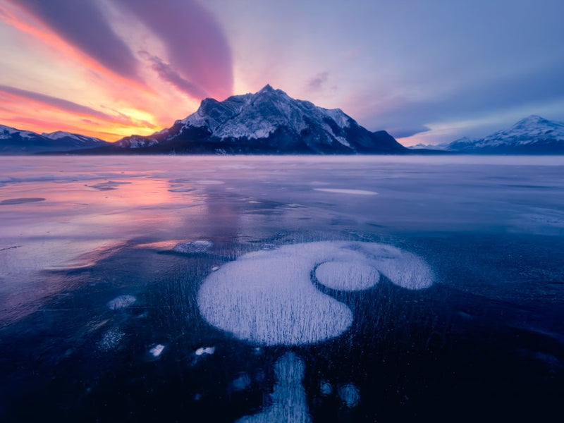 Frozen Lake Bubbles Sunrise