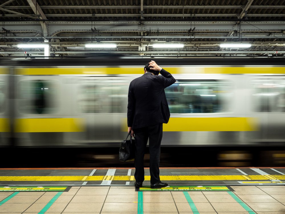 Man And Blurry Train