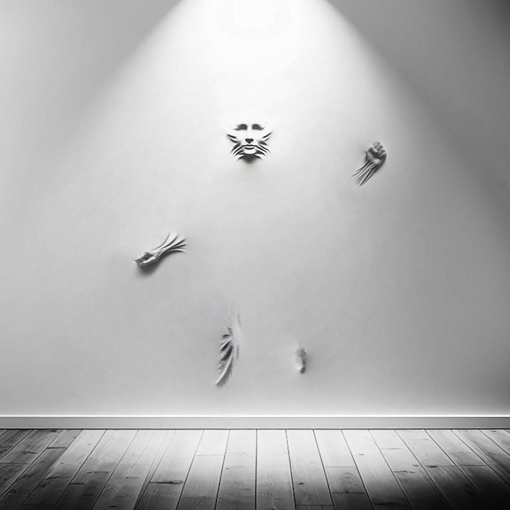 Surreal Cat Face Wall