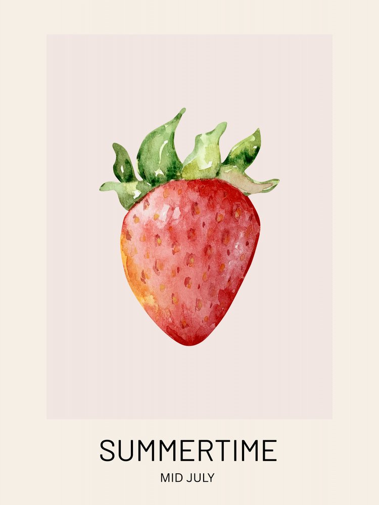 Summer Strawberry Watercolor