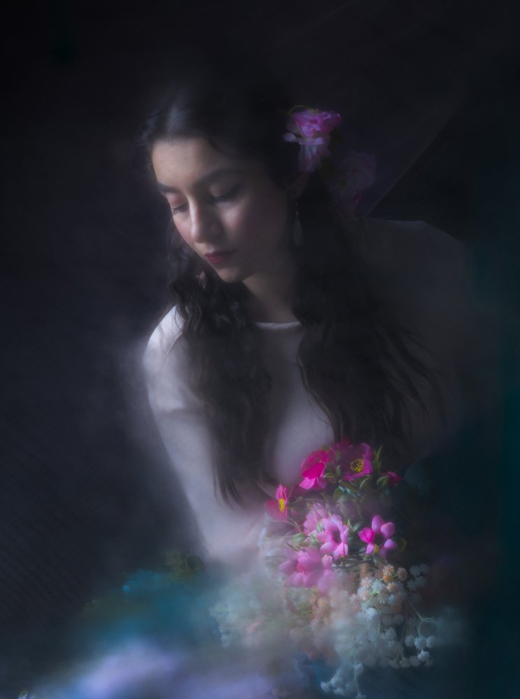 Ethereal Woman with Flowers