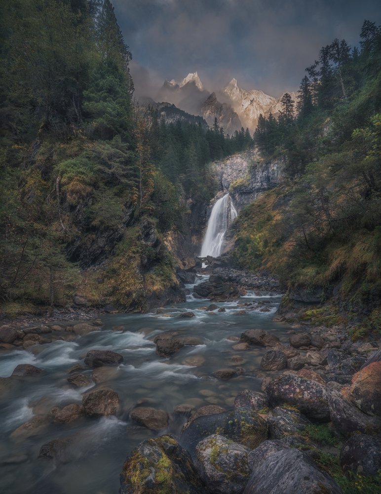 Powerful Mountain Waterfall