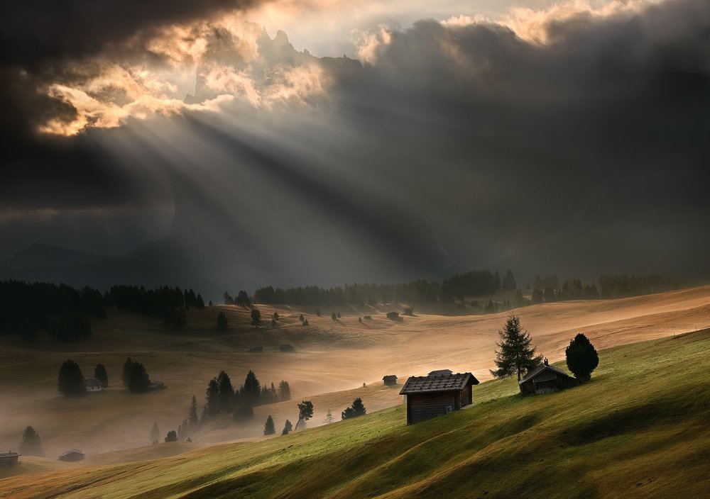 Sunlit Misty Valley
