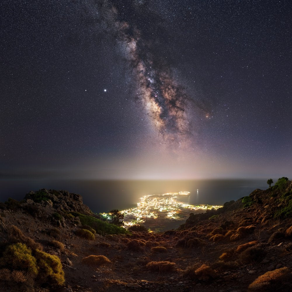 Milky Way Over Coastal City
