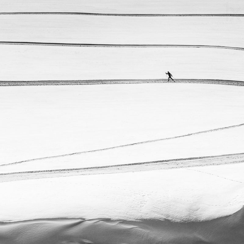 Lone Skier Tracks