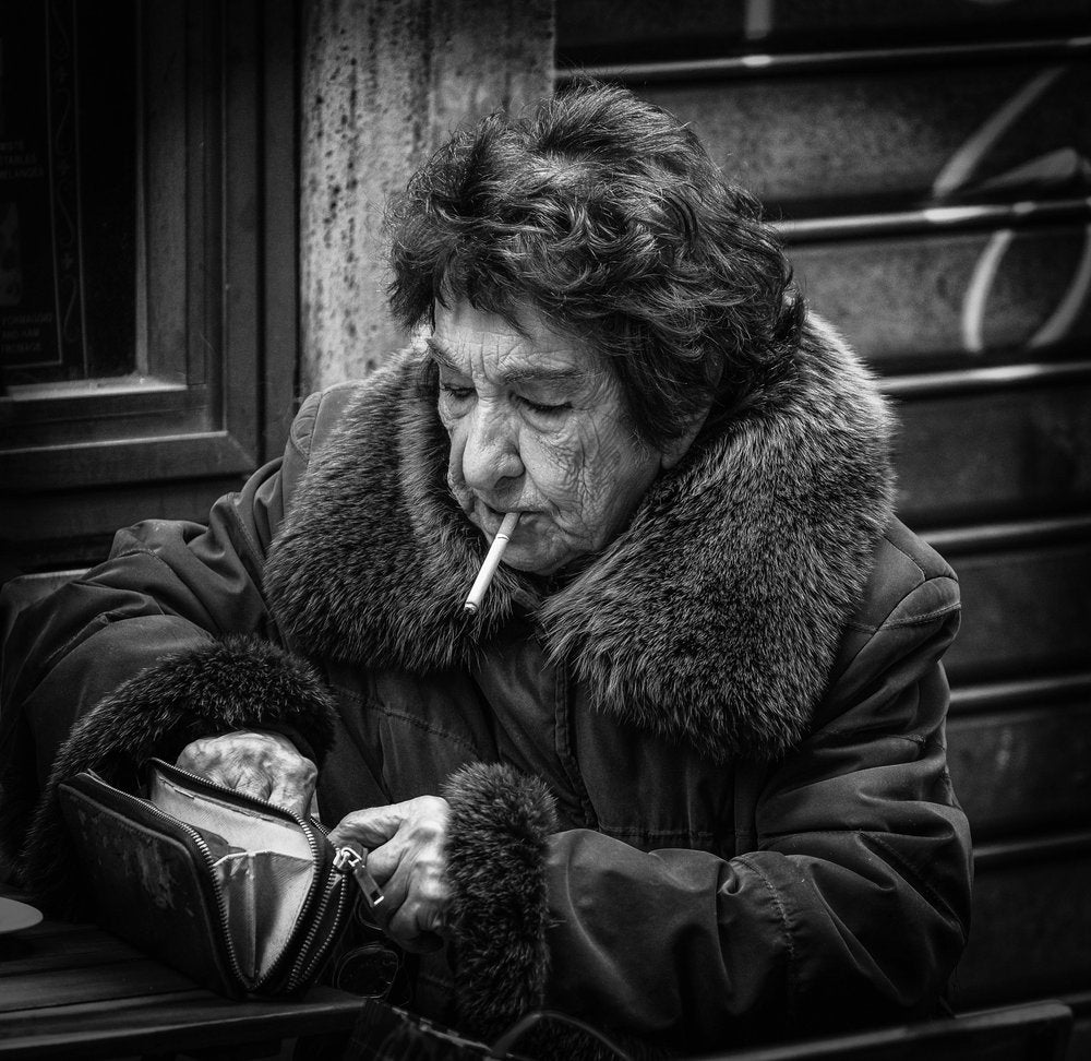 Pensive Smoking Woman