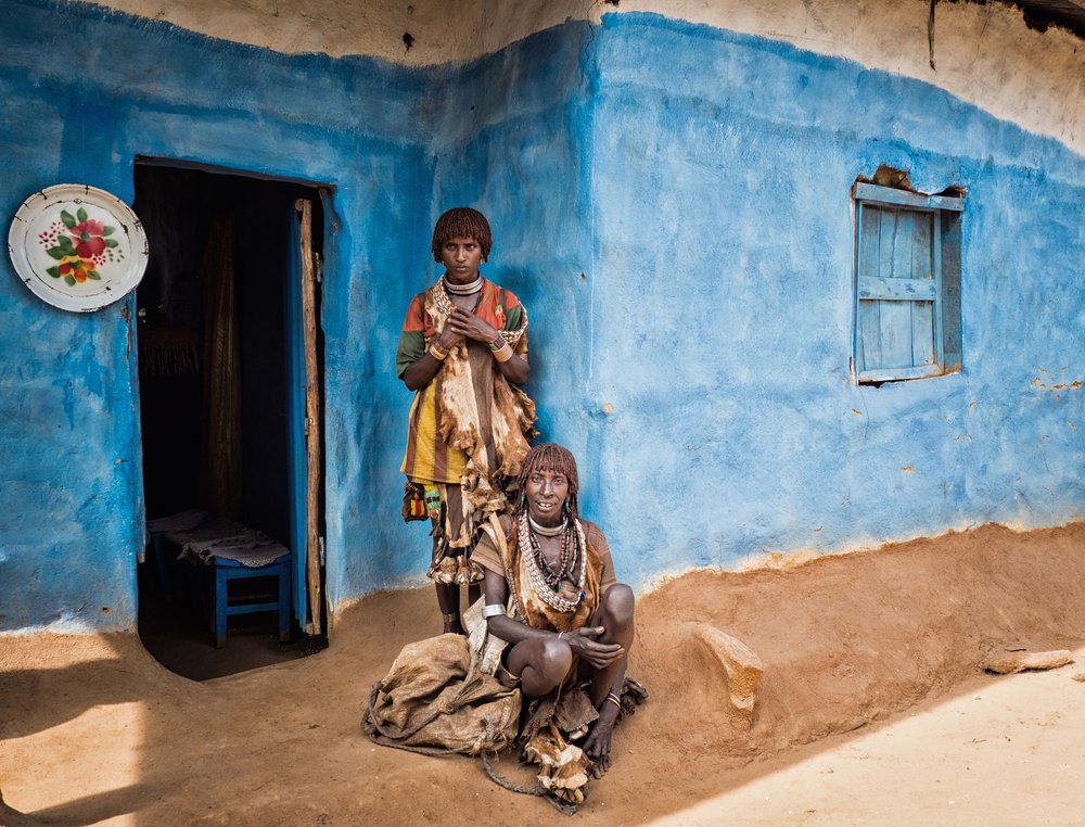 Indigenous Women Blue Wall