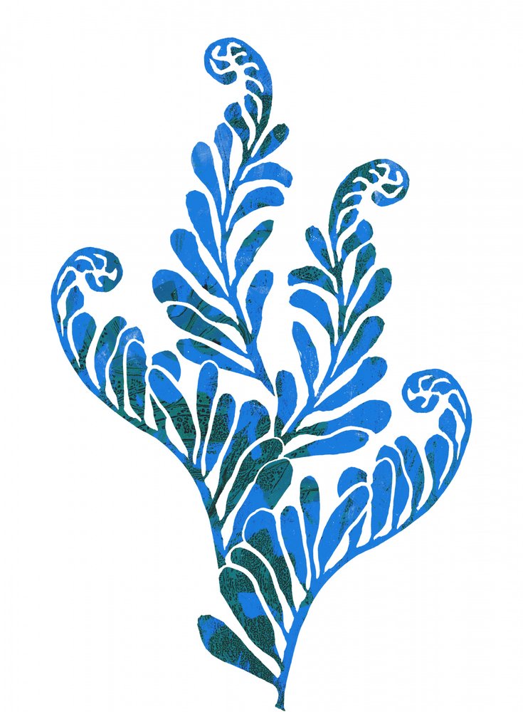 Swirling Blue Ferns
