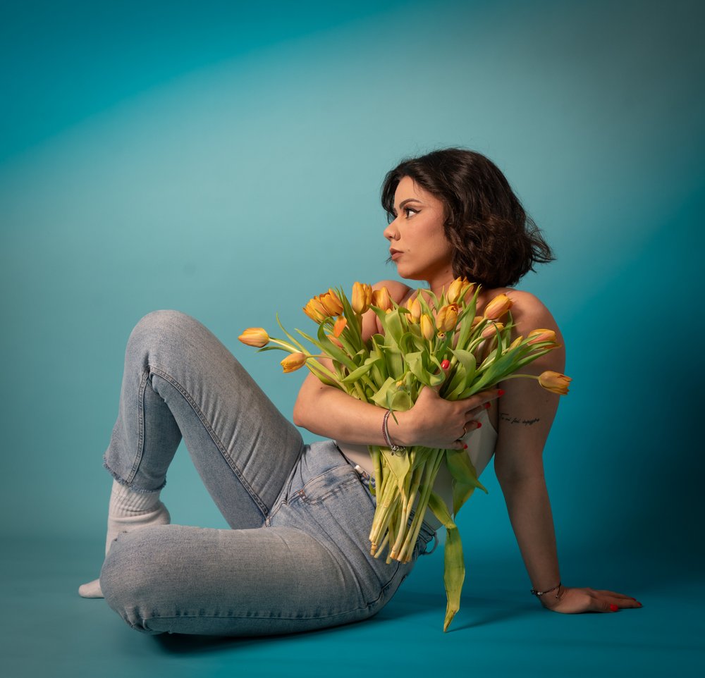 Woman with Yellow Tulips
