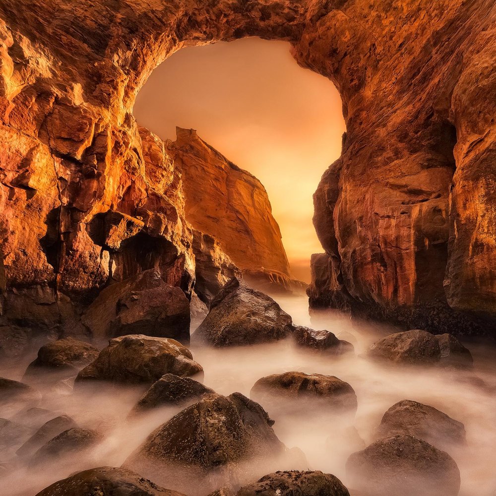 Golden Arch Over Misty Water