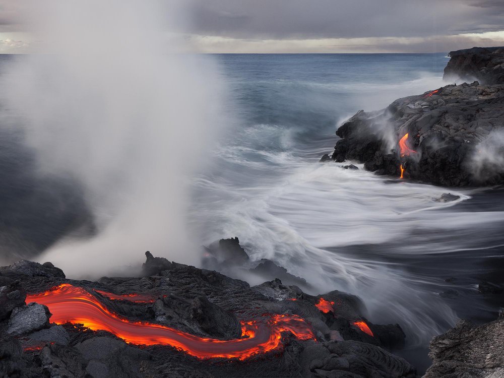 Molten Lava Meets Ocean