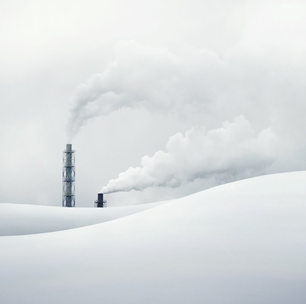 Snowy Industrial Stacks