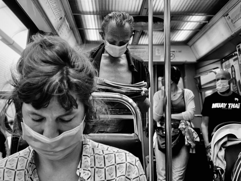 Masked Subway Commute