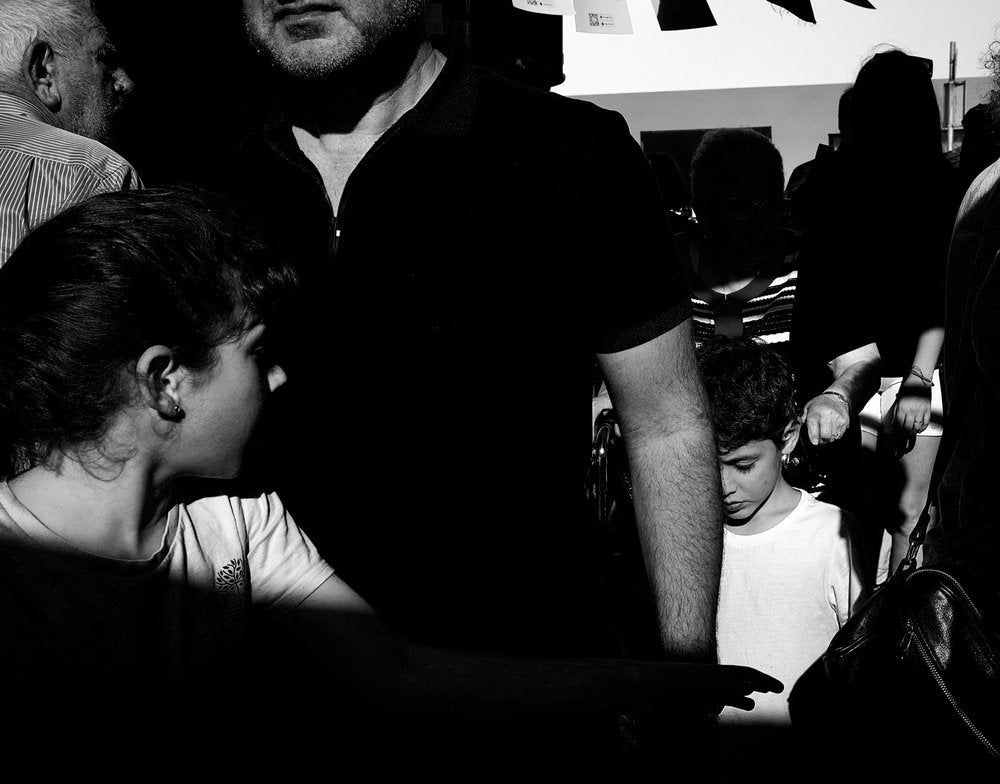 Quiet Moment in Crowd