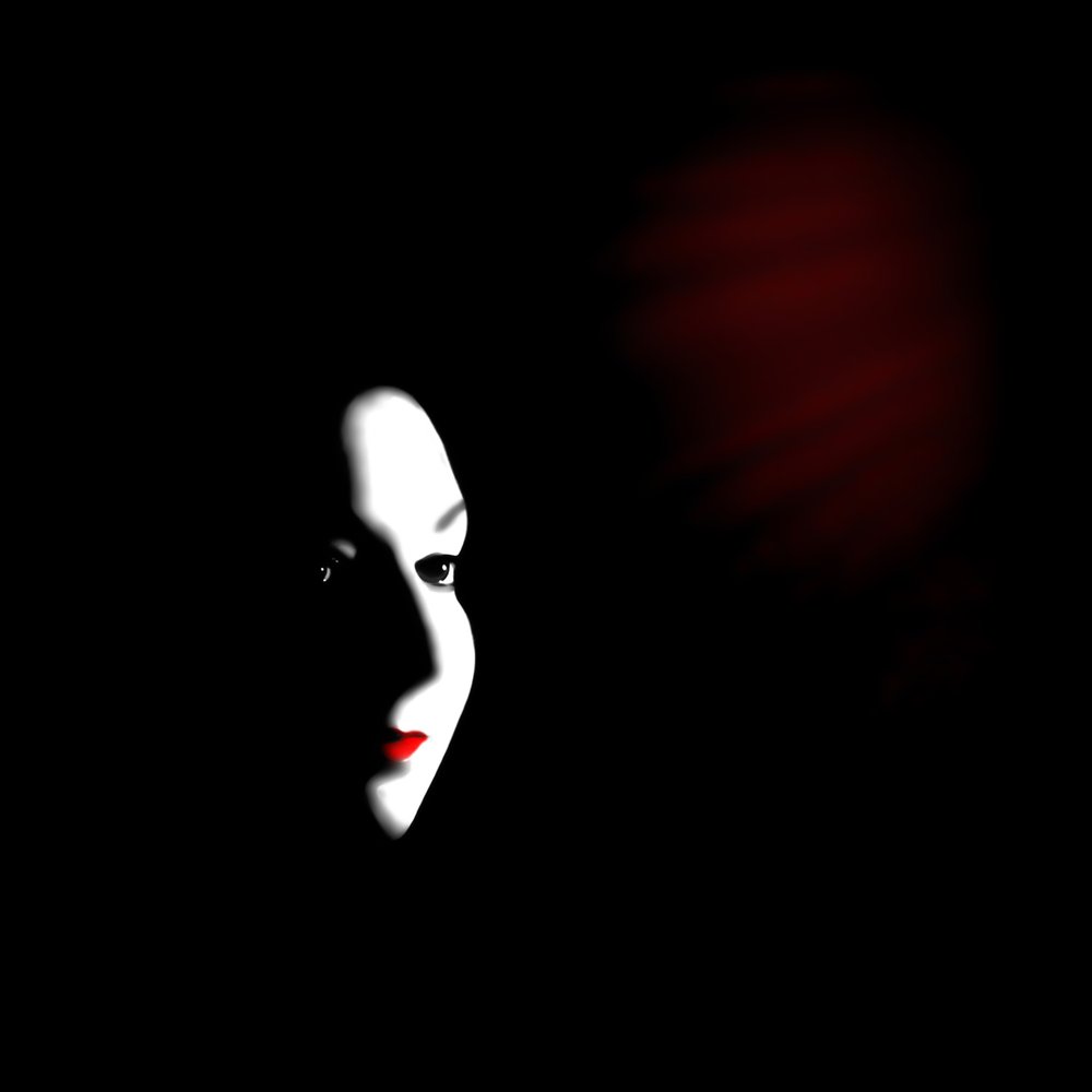 Shadowed Woman Red Lips