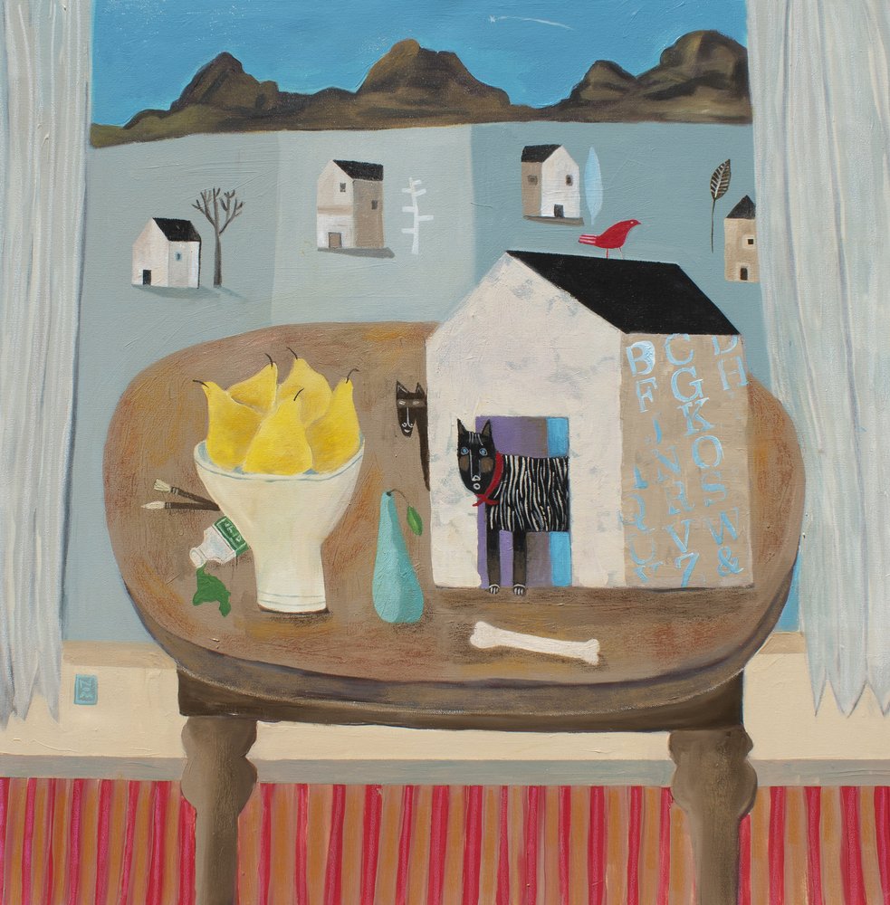 Whimsical Pears and Dogs