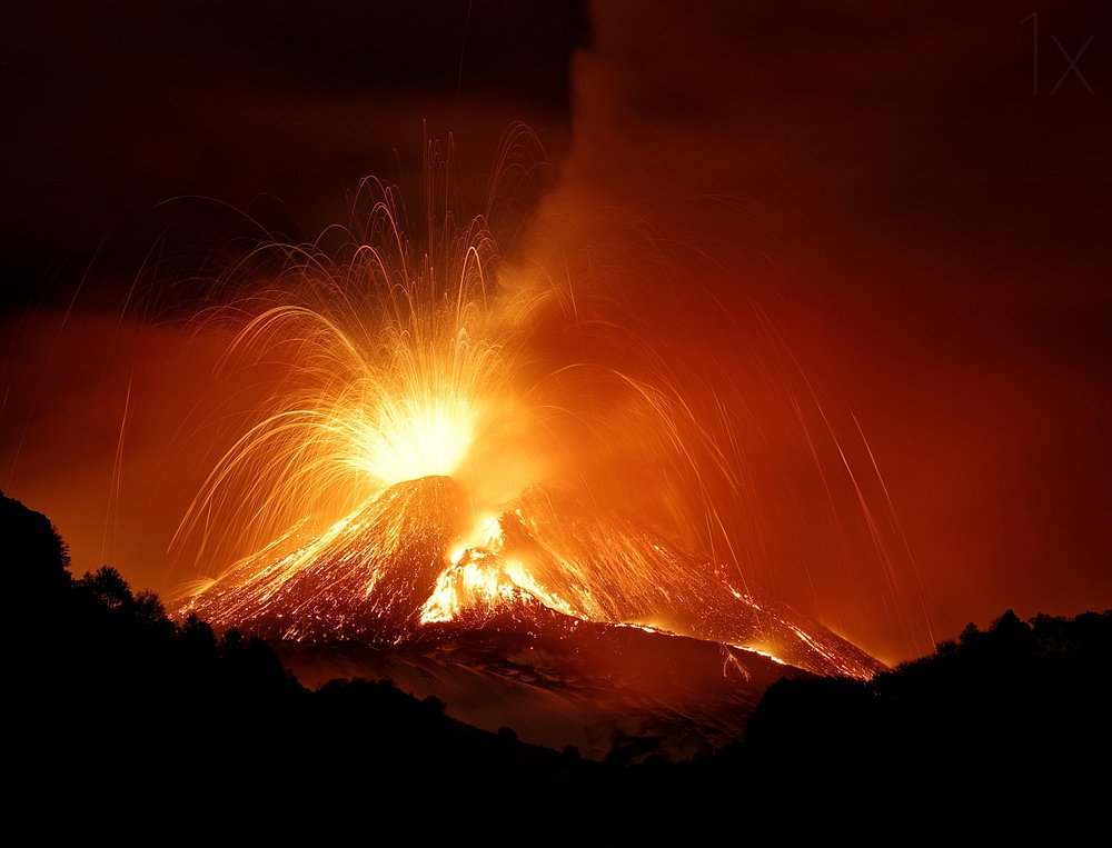 Fiery Volcano Eruption