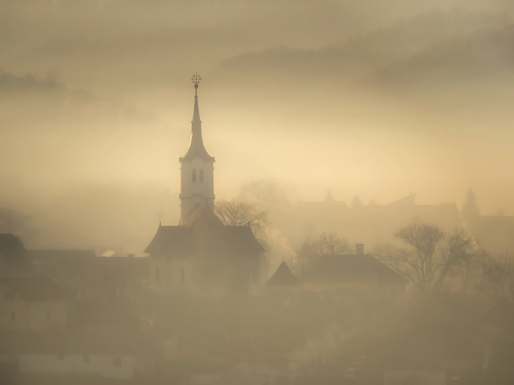 Misty Village Morning