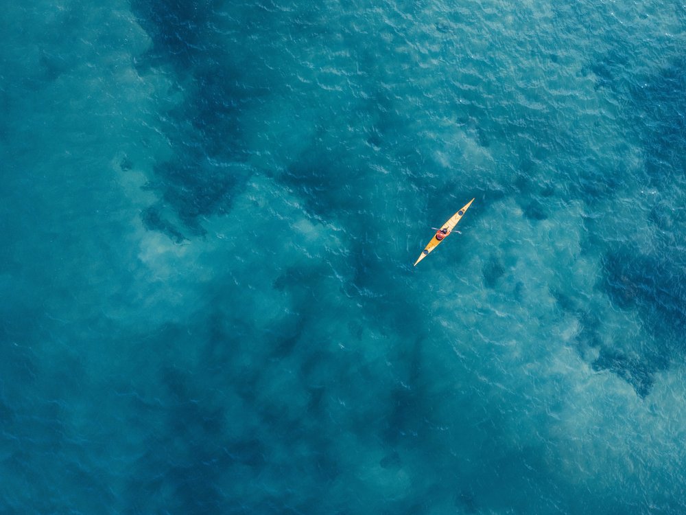 Kayaker Blue Ocean Calm