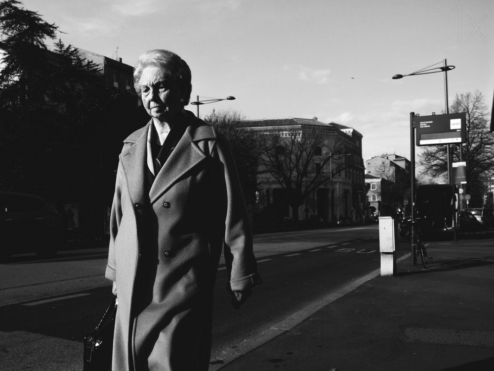 Elderly Woman City Stroll